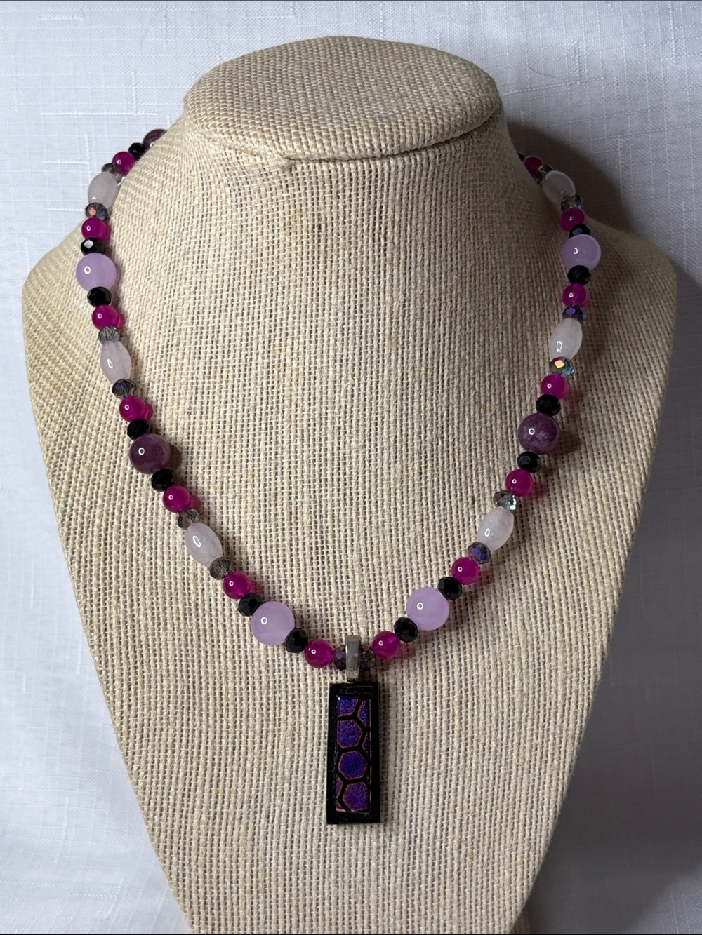 Handcrafted Purple and Dichroic Glass Necklace